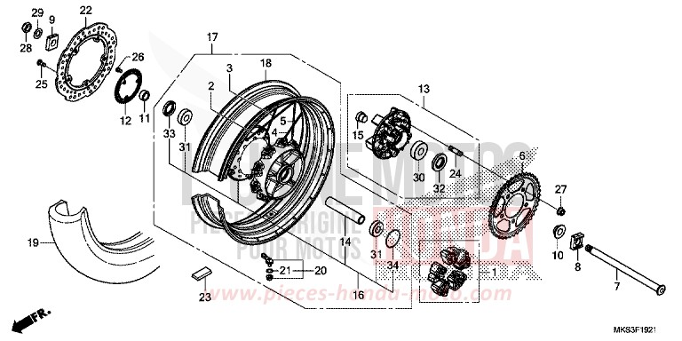 ROUE ARRIERE (2) de Africa Twin DCT PEARL GLARE WHITE (NHB53H) de 2020